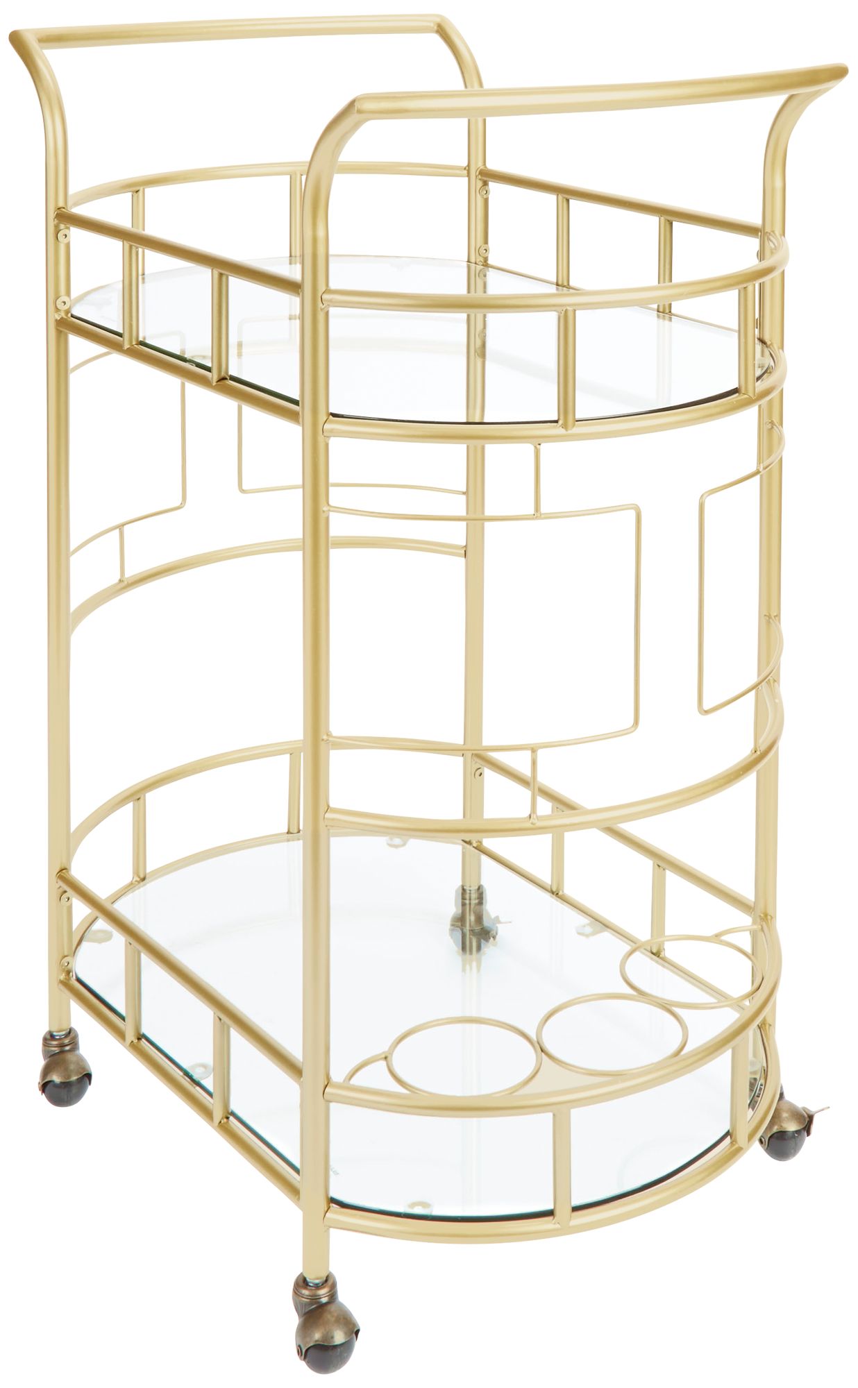 Sinclair 26 1/2" Brass and Glass 2-Tier Serving Cart