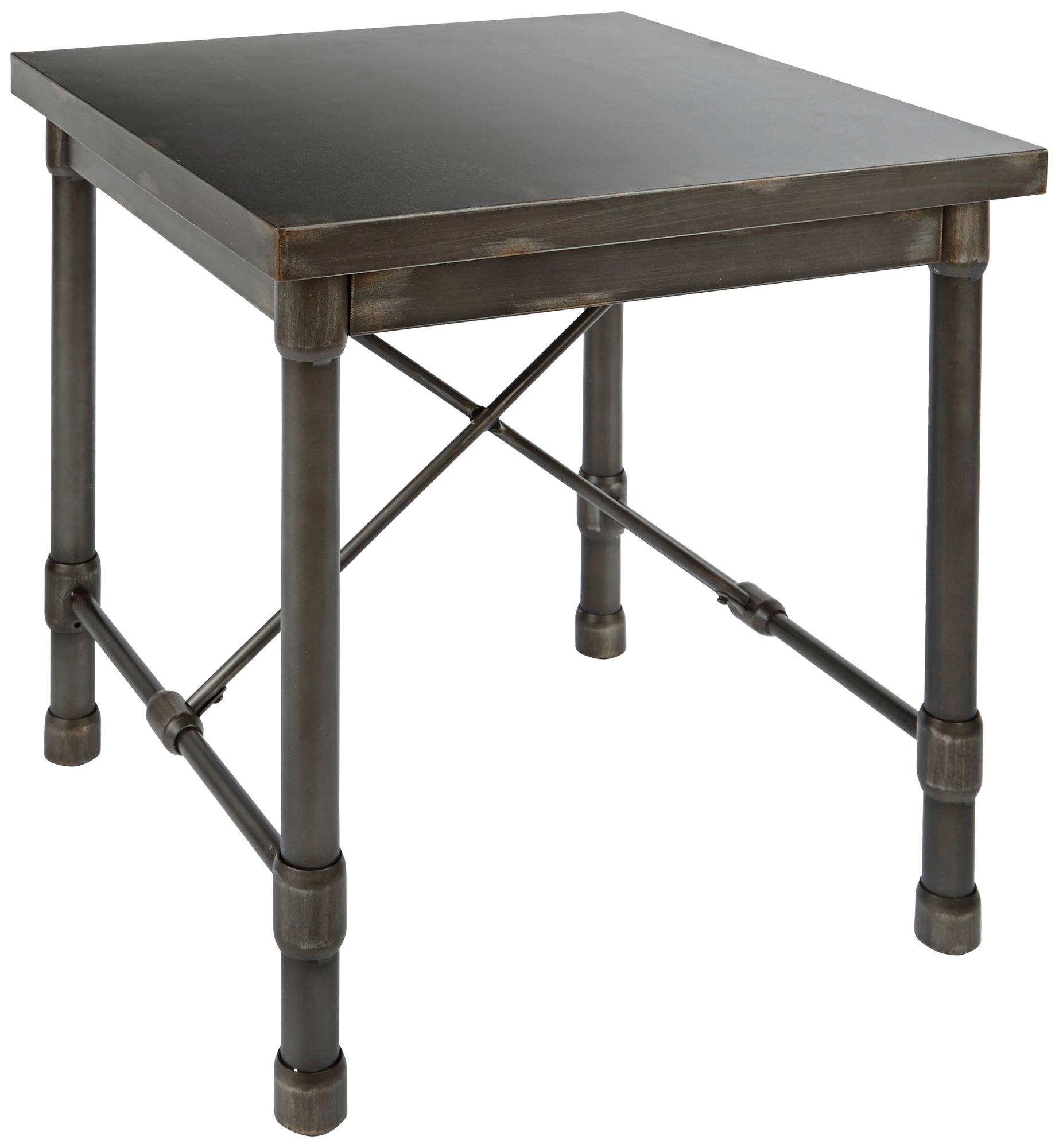 Oxford 38" Wide Bronze Pewter Industrial Metal End Table