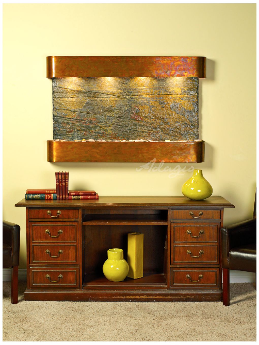 Sunrise Springs 35" High Round Rustic Green Indoor Wall Fountain