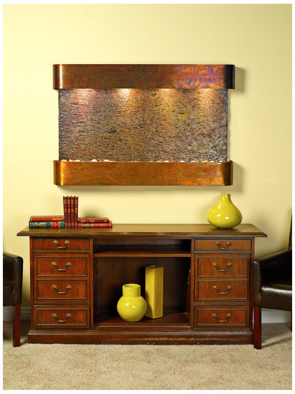 Sunrise Springs 35" High Round Rustic Slate Indoor Wall Fountain