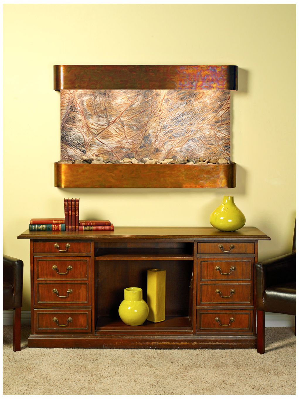 Sunrise Springs 35" High Round Rustic Brown Indoor Wall Fountain