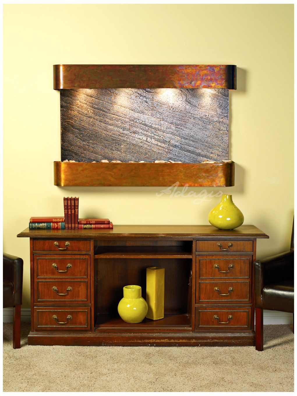 Sunrise Springs 35" High Round Rustic Stone Indoor Wall Fountain