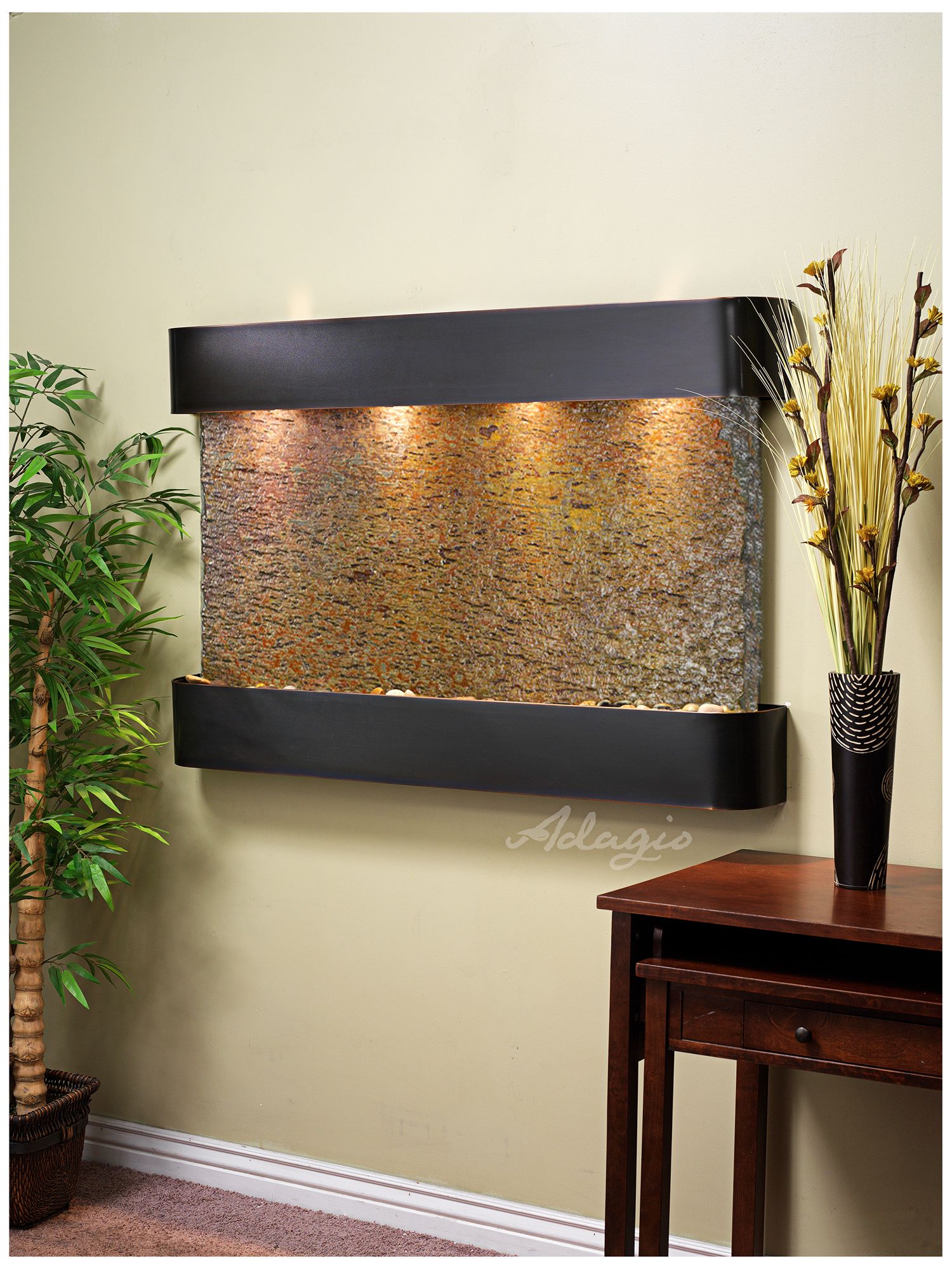 Sunrise Springs 35" High Rajah Slate Round Indoor Wall Fountain