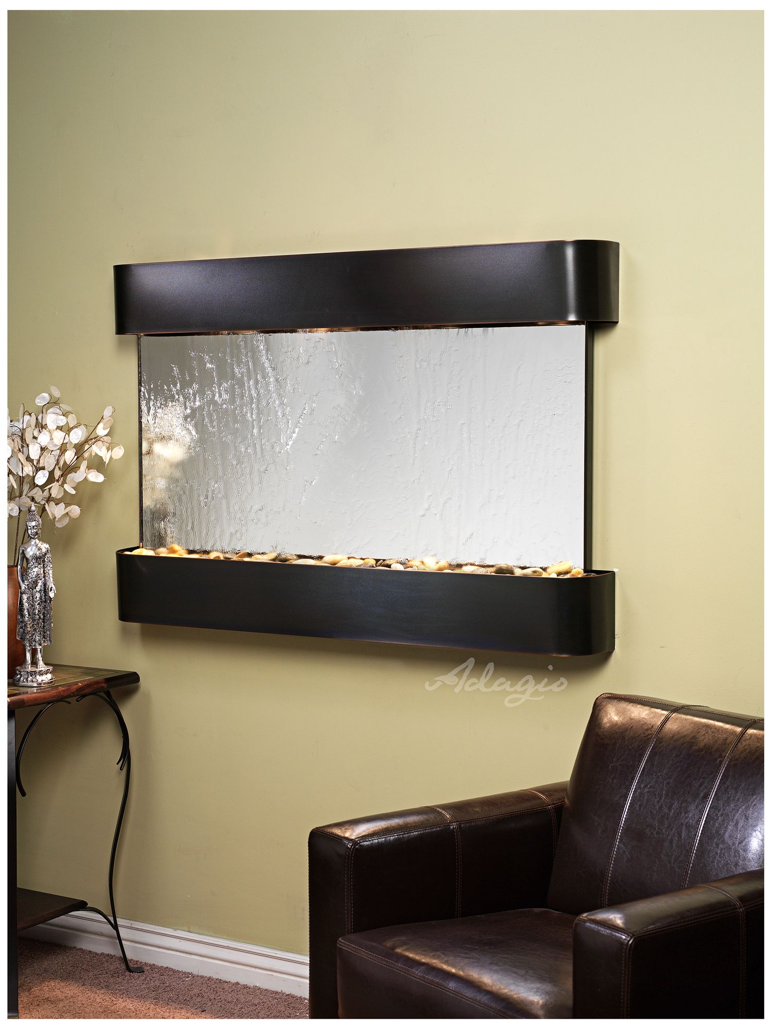 Sunrise Springs 35" High Mirrored Round Indoor Wall Fountain