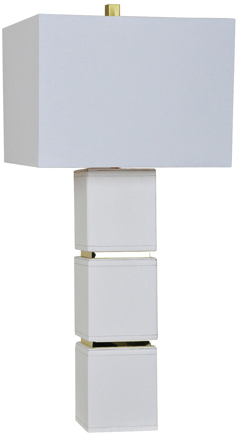 Crestview Collection Gram White Leather Stacked Cube Table Lamp