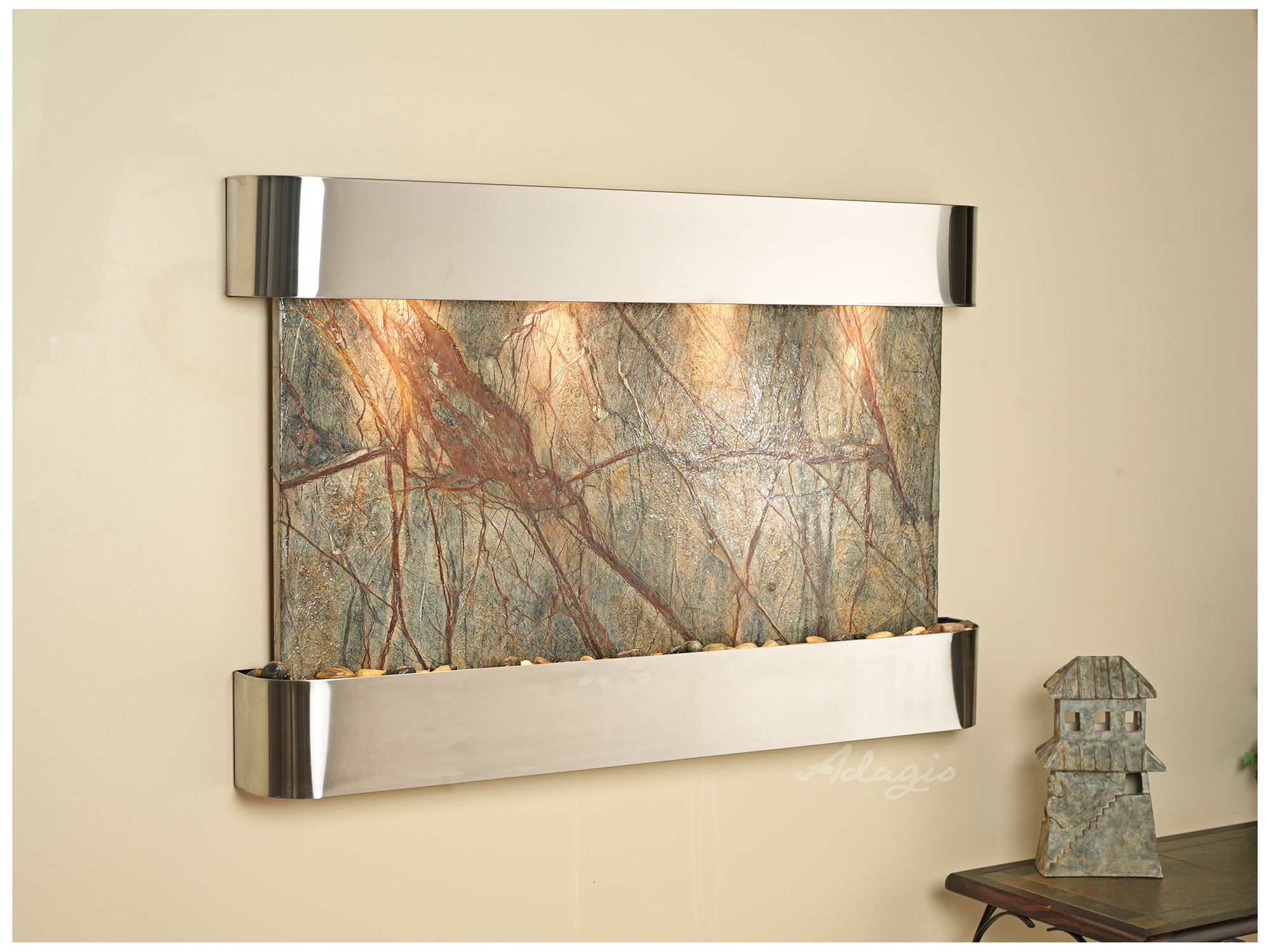 Sunrise Springs 35" High Round Steel Brown Indoor Wall Fountain