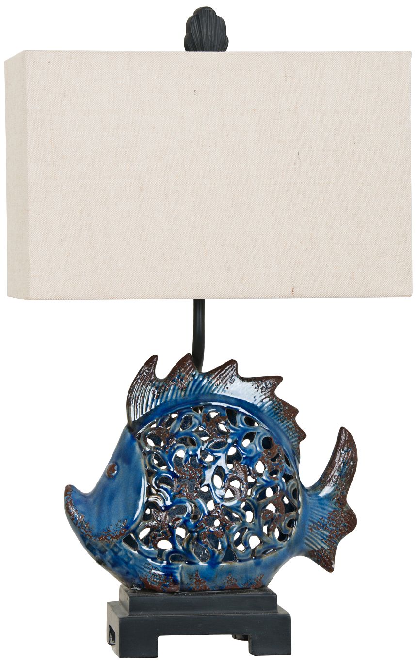 Crestview Scales Blue Ceramic Night Light Table Lamp