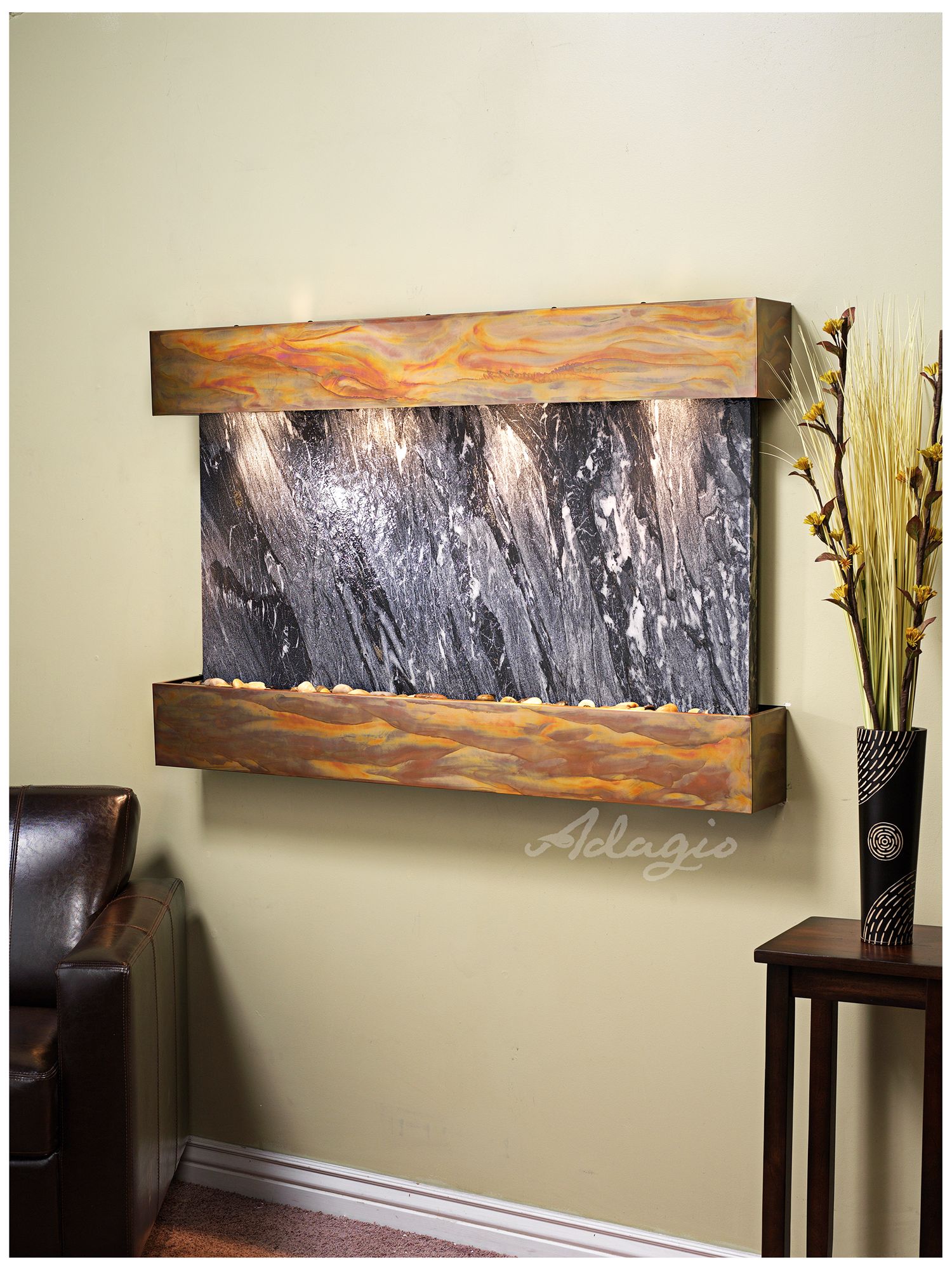 Sunrise Springs 35" High Rustic Black Marble Indoor Fountain