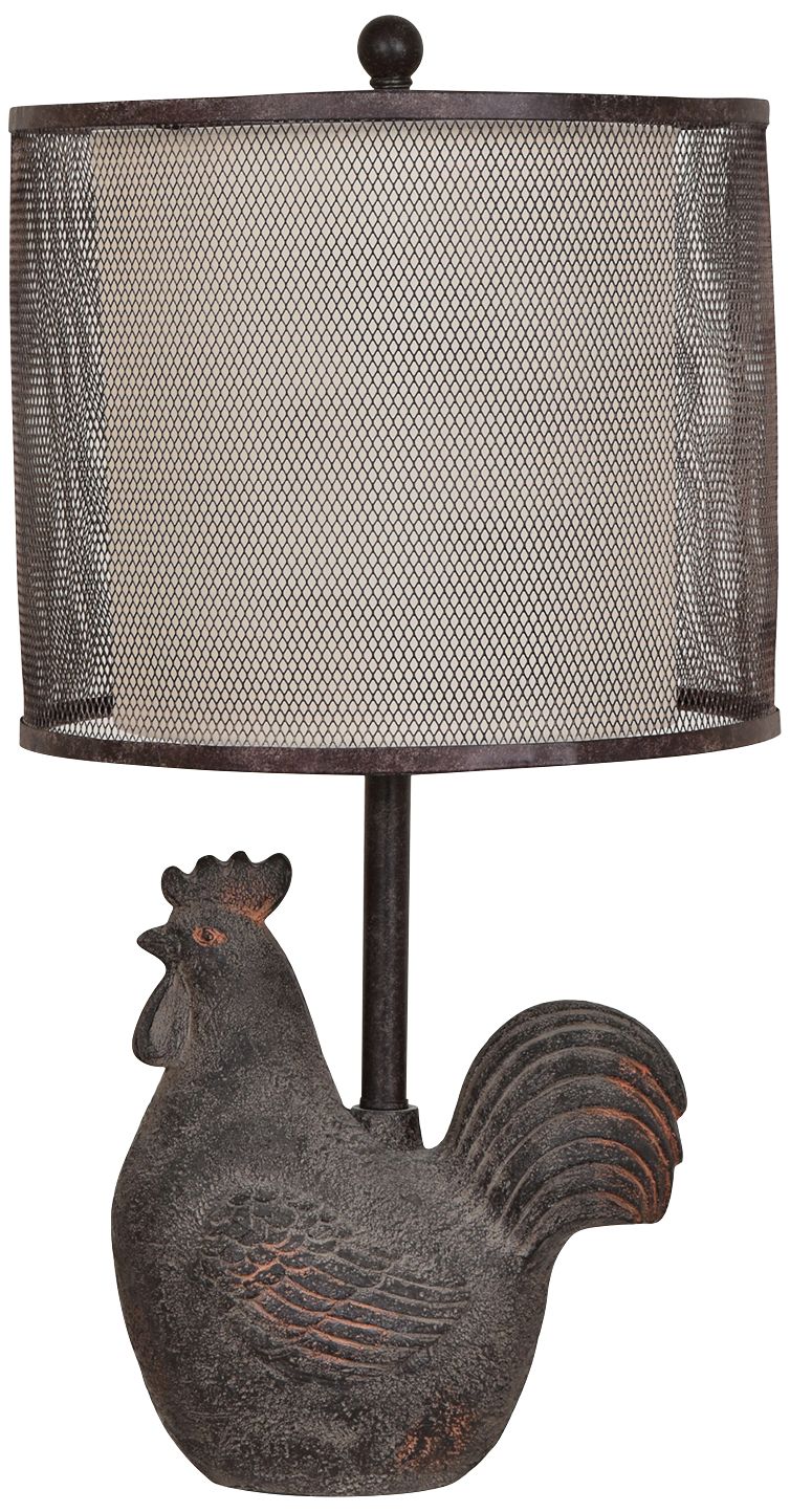 Rusty Rooster Black Metal Mesh Table Lamp