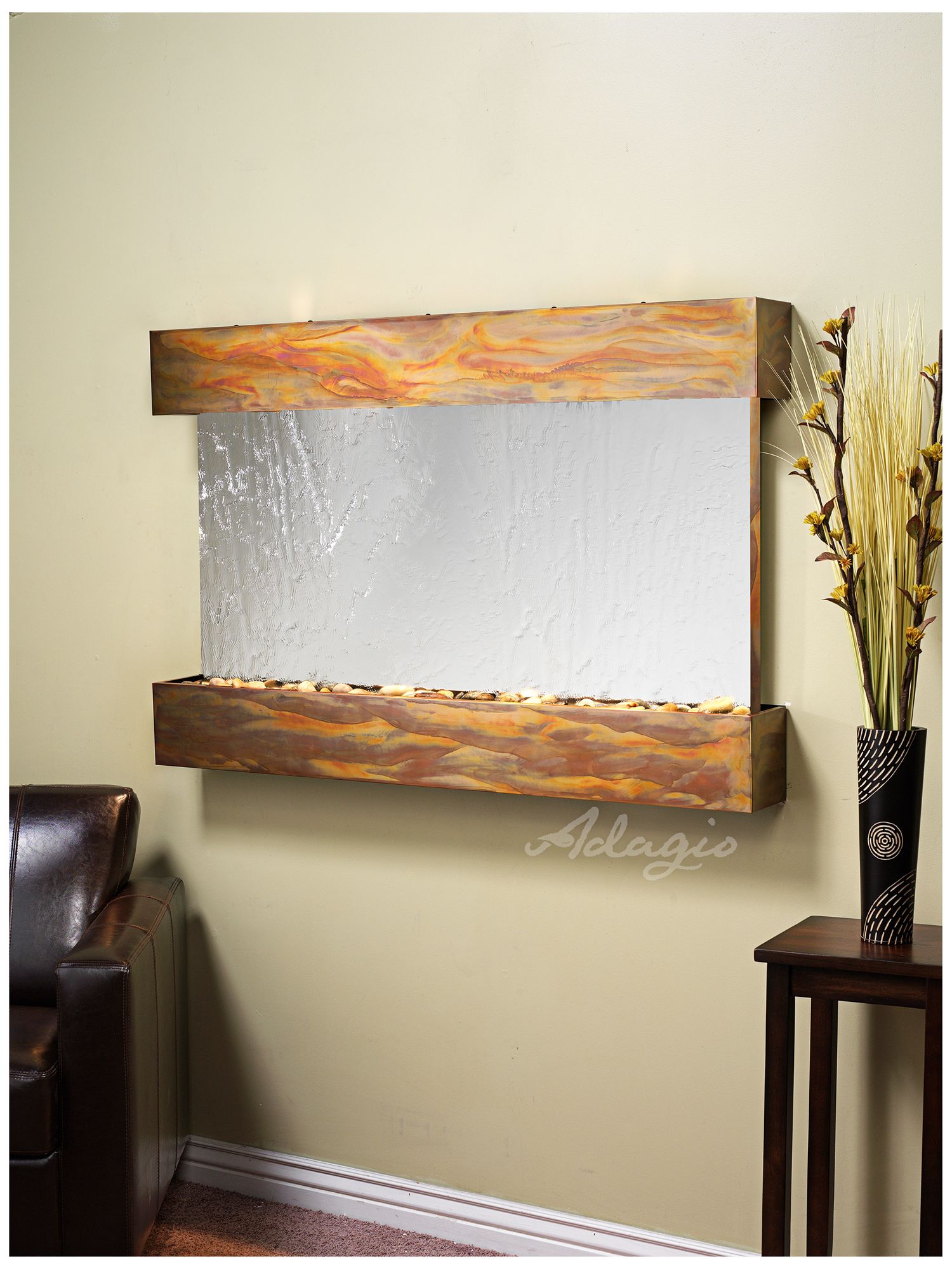 Sunrise Springs 35" High Rustic Silver Indoor Wall Fountain