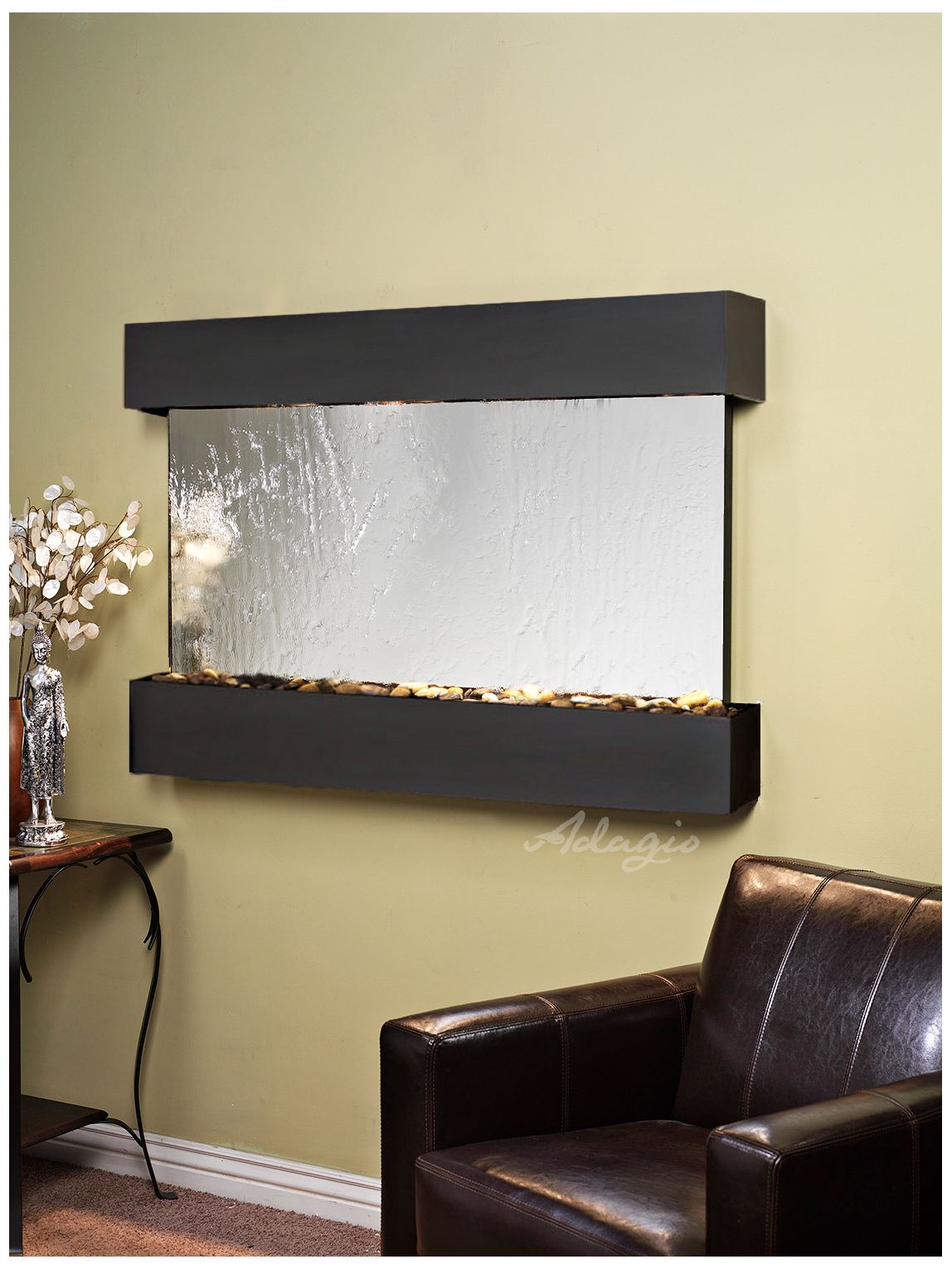 Sunrise Springs 35" High Silver Mirror Indoor Wall Fountain