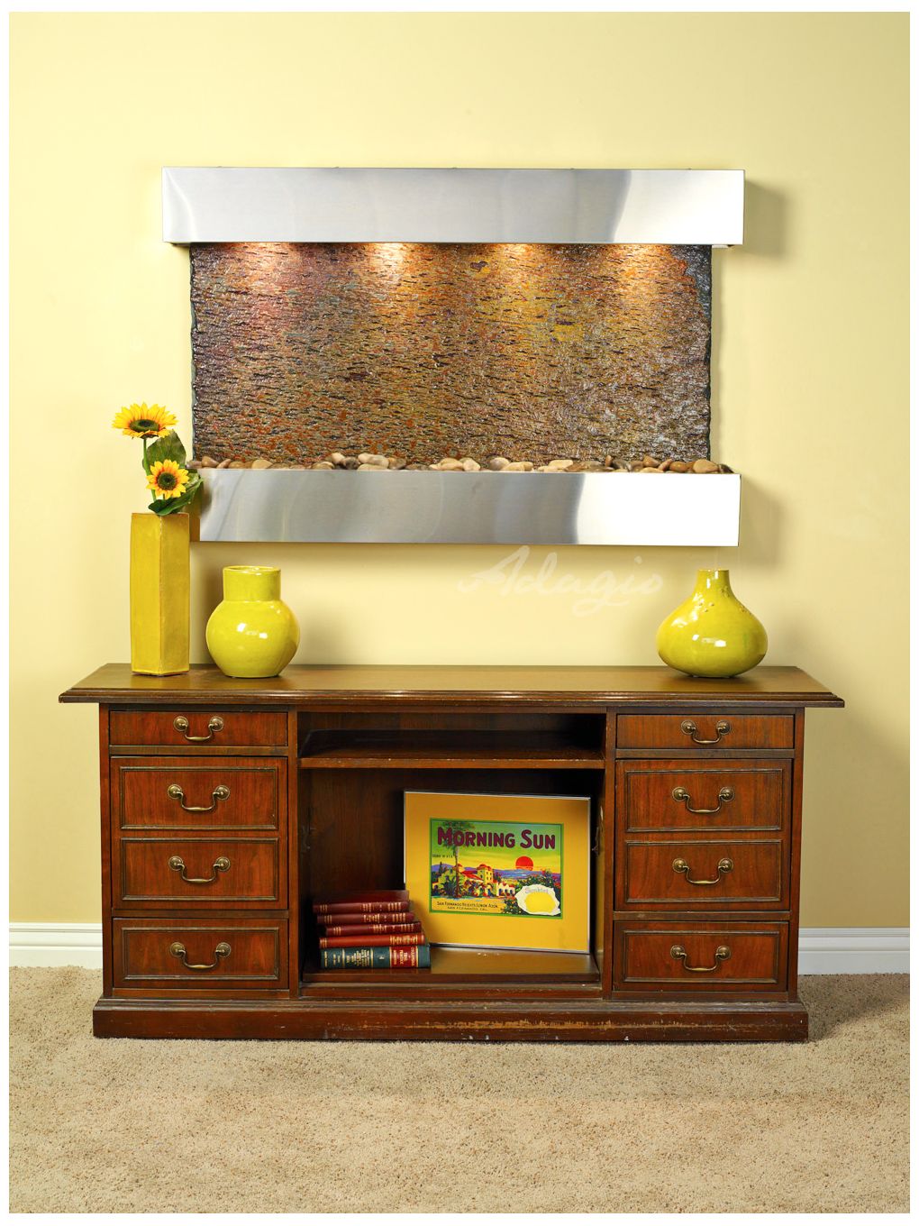 Sunrise Springs 35" High Rajah Slate Indoor Steel Wall Fountain