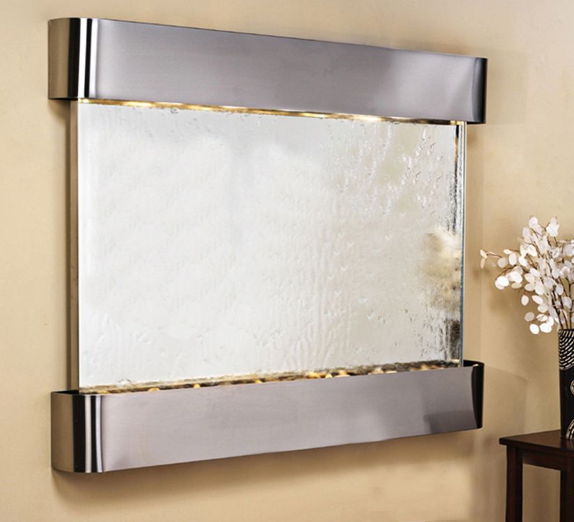 Teton Falls 45"H Steel Silver Mirror Fountain w/ Round Edges