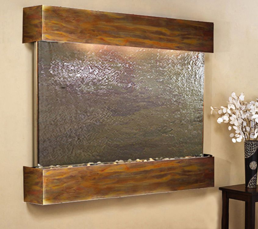 Teton Falls 61" Wide Rustic Modern Wall Fountain with Light