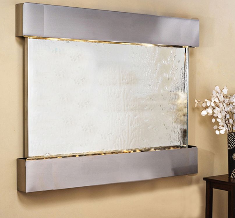 Teton Falls 45"H Steel Silver Mirror Fountain-Square Edges