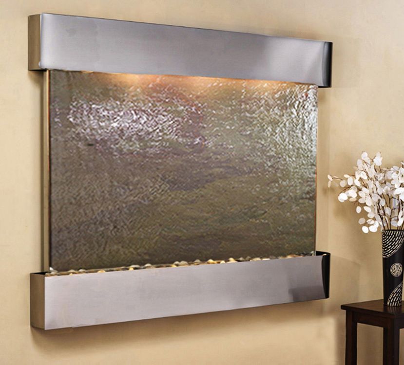 Teton Falls 45"H Steel Multi-Color Stone Fountain-Sq Edges