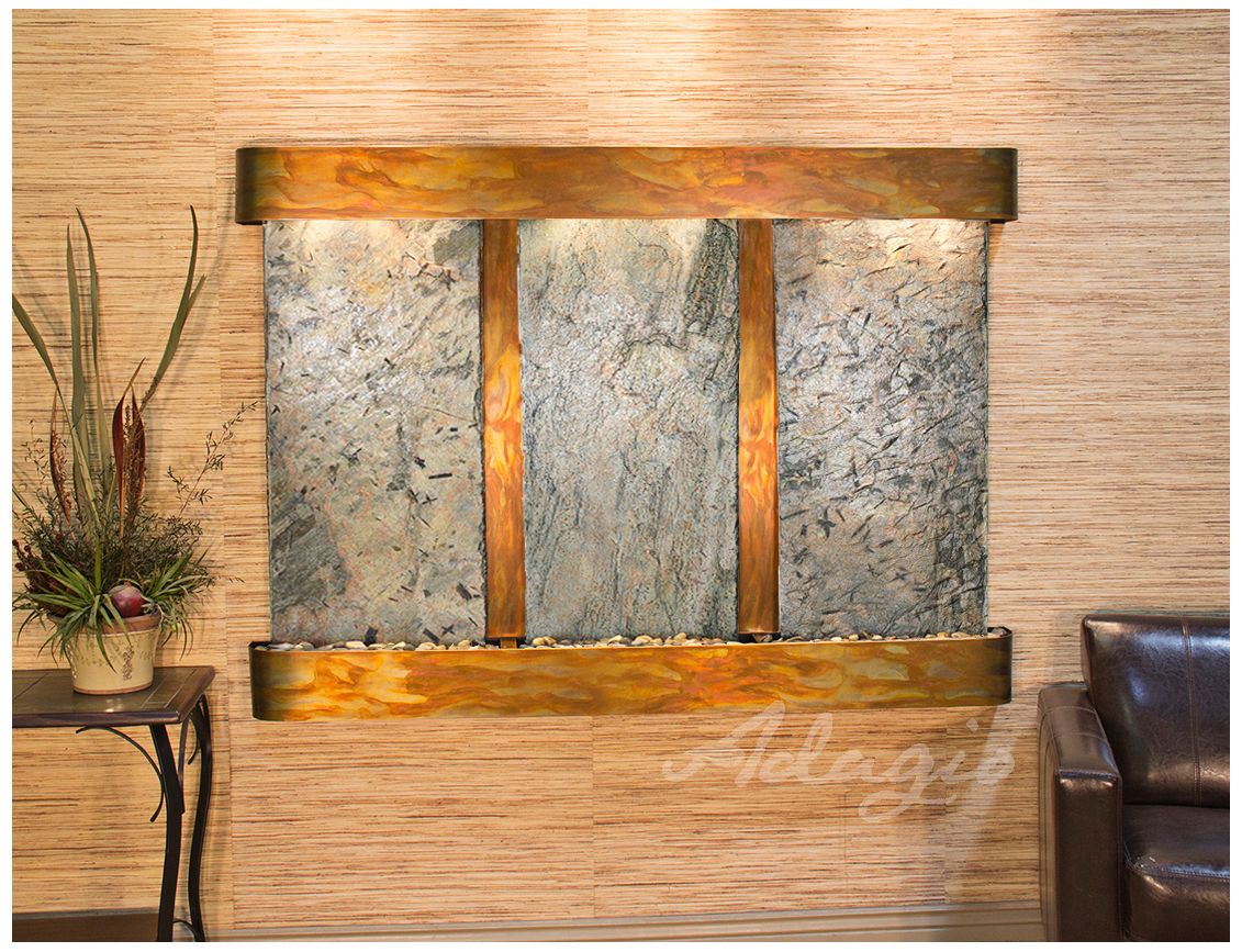 Olympus Falls 54"H Round Rustic Green Slate Indoor Fountain