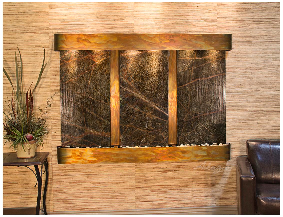 Olympus Falls 54"H Round Rustic Green Marble Indoor Fountain