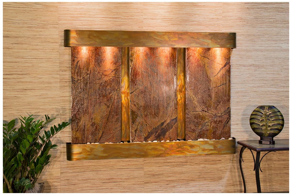 Olympus Falls 54"H Round Rustic Brown Marble Indoor Fountain