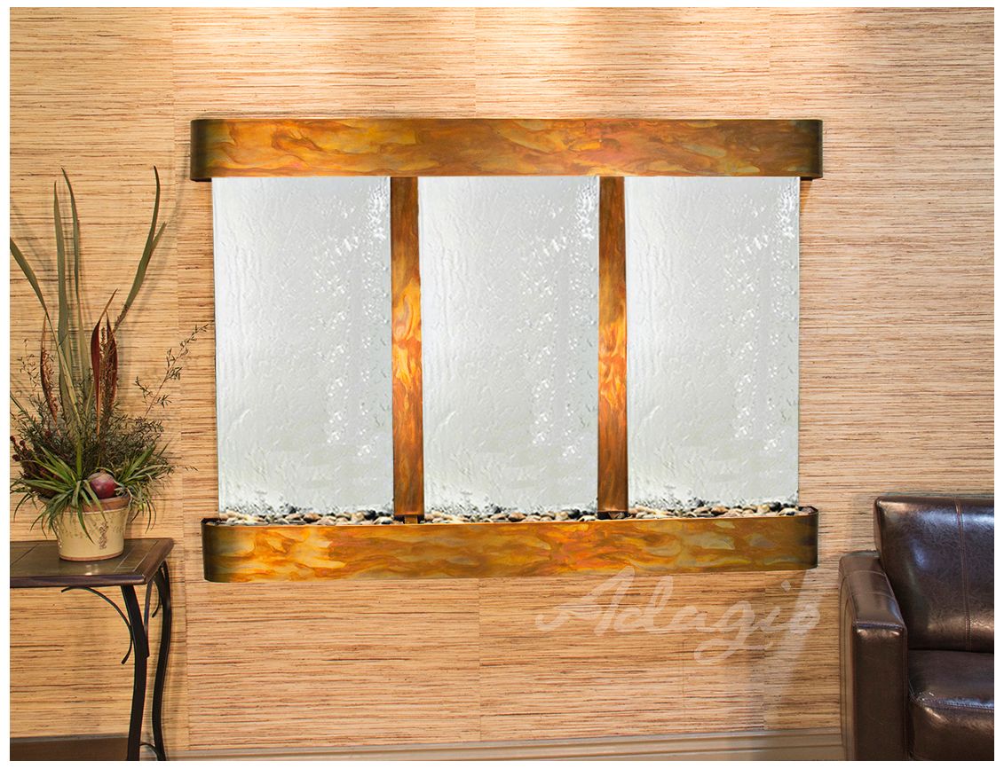 Olympus Falls 54"H Round Rustic Silver Indoor Wall Fountain