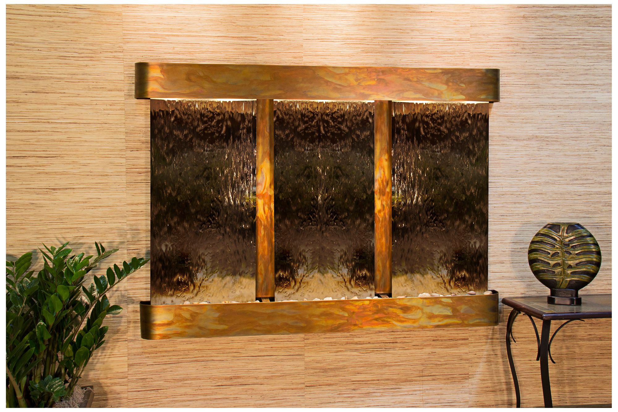 Olympus Falls 54"H Round Rustic Bronze Indoor Wall Fountain