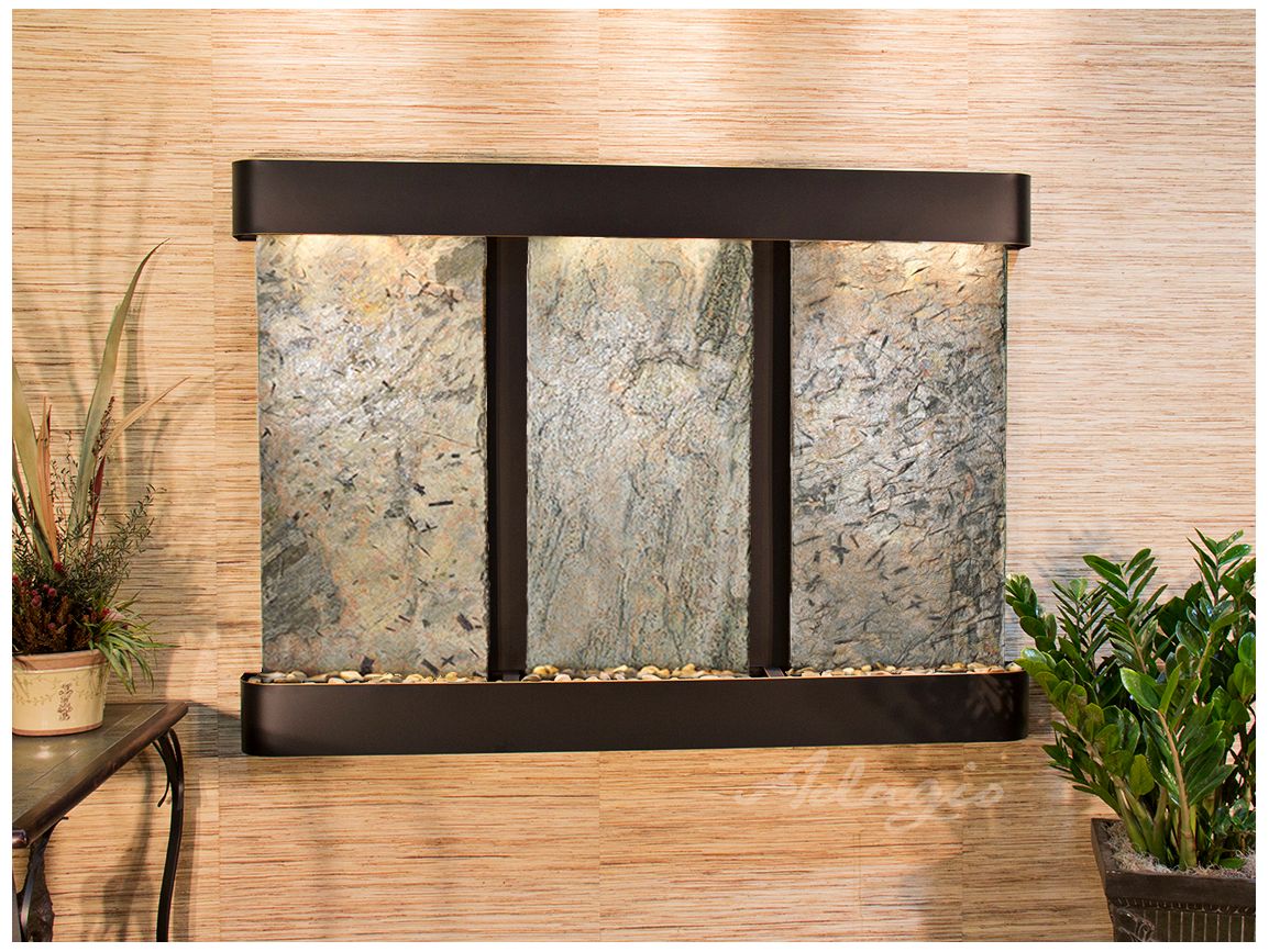 Olympus Falls 75"W Green Slate Round Indoor Copper Fountain