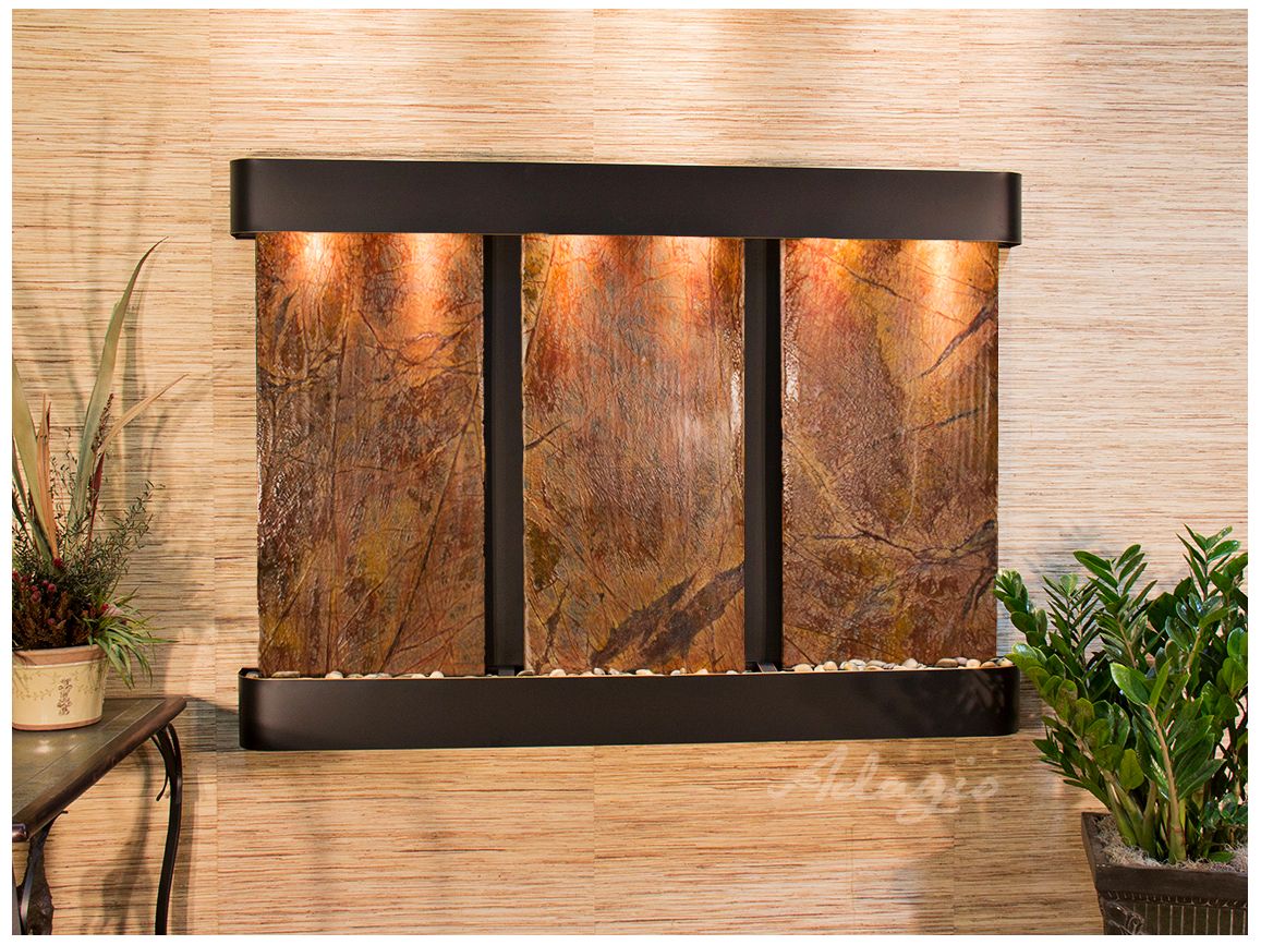 Olympus Falls 54"H Brown Marble Round Indoor Copper Fountain