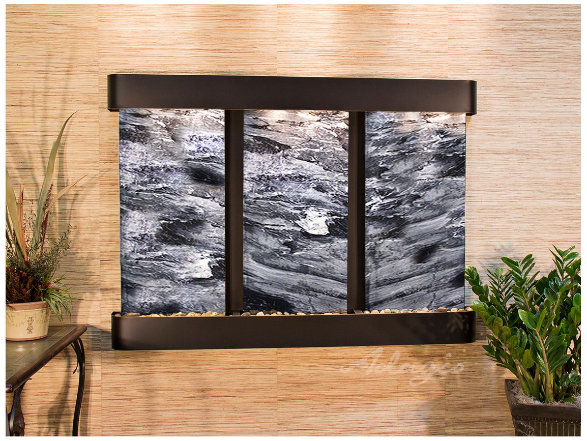 Olympus Falls 54"H Black Marble Round Indoor Copper Fountain