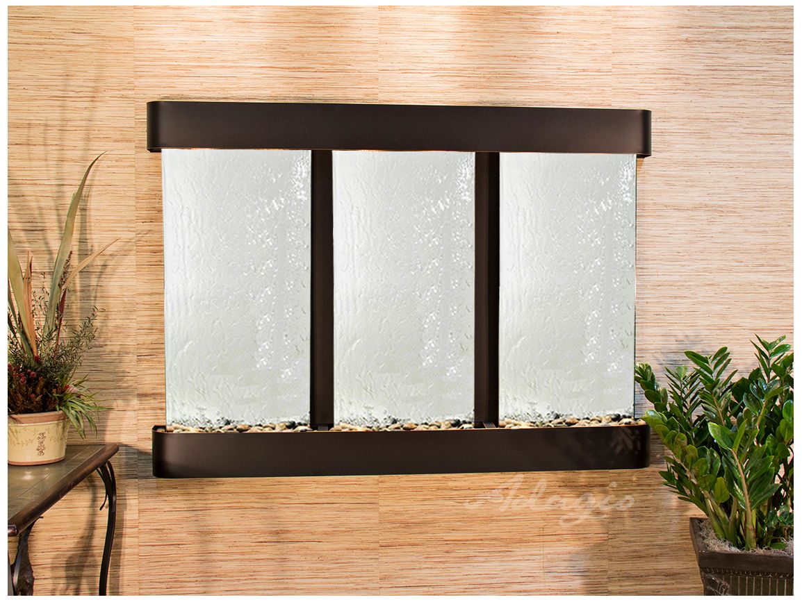 Olympus Falls 54"H Silver Round Indoor Copper Wall Fountain