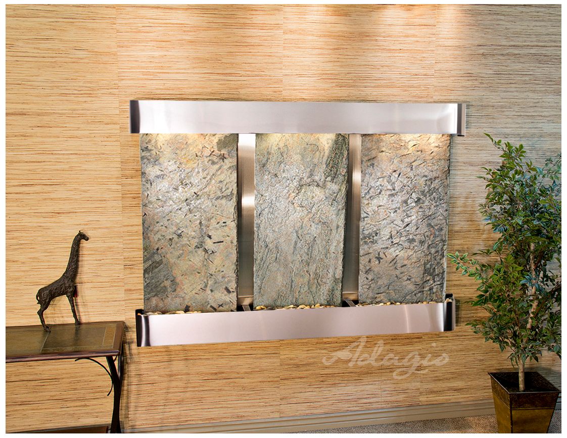 Olympus Falls 54"H Green Slate Round Indoor Wall Fountain