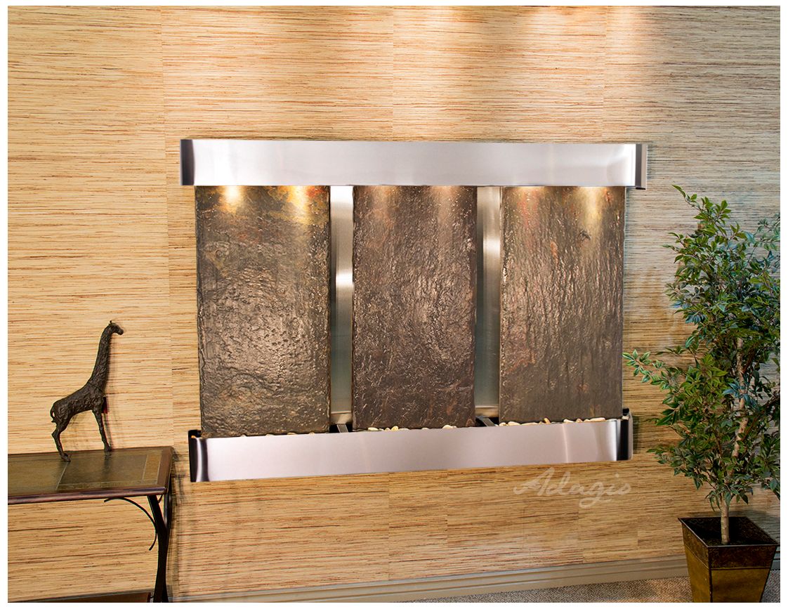 Olympus Falls 54"H Natural Slate Round Indoor Wall Fountain