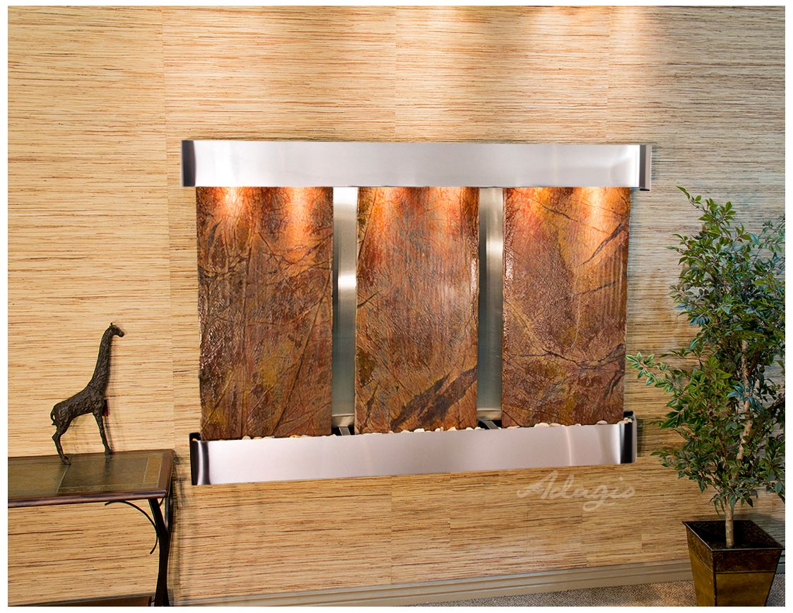 Olympus Falls 54"H Brown Marble Round Indoor Wall Fountain