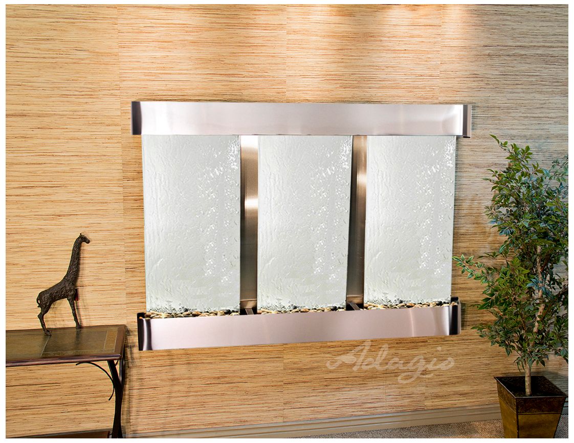 Olympus Falls 54"H Silver Mirror Round Indoor Wall Fountain