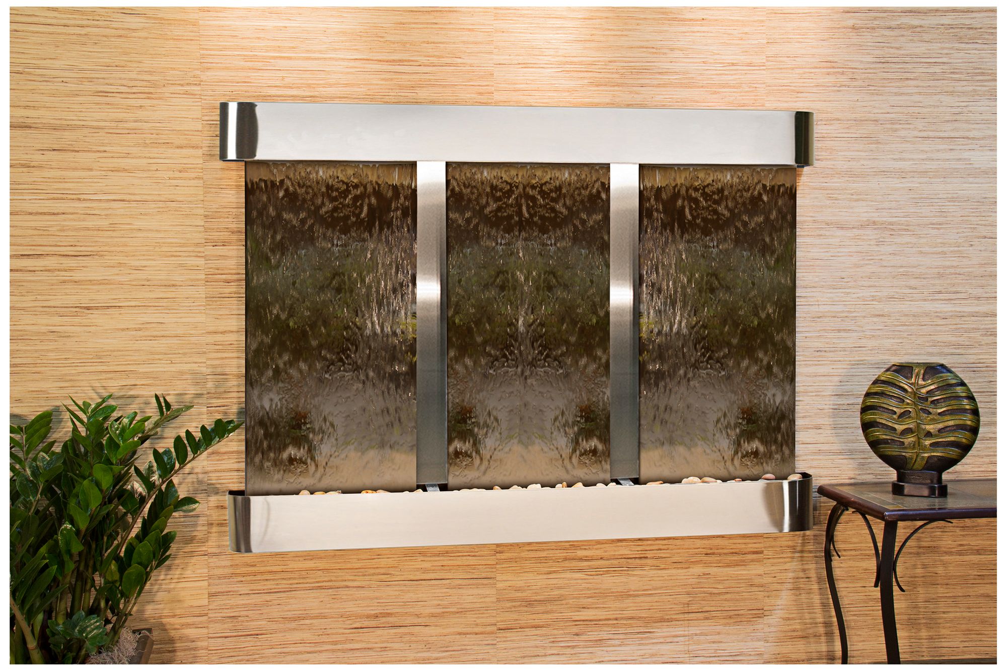 Olympus Falls 54"H Bronze Mirror Round Indoor Wall Fountain