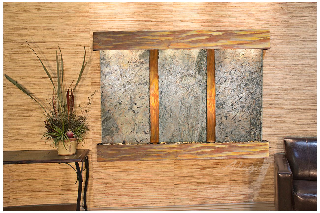 Olympus Falls 54"H Rustic Green Slate Indoor Wall Fountain