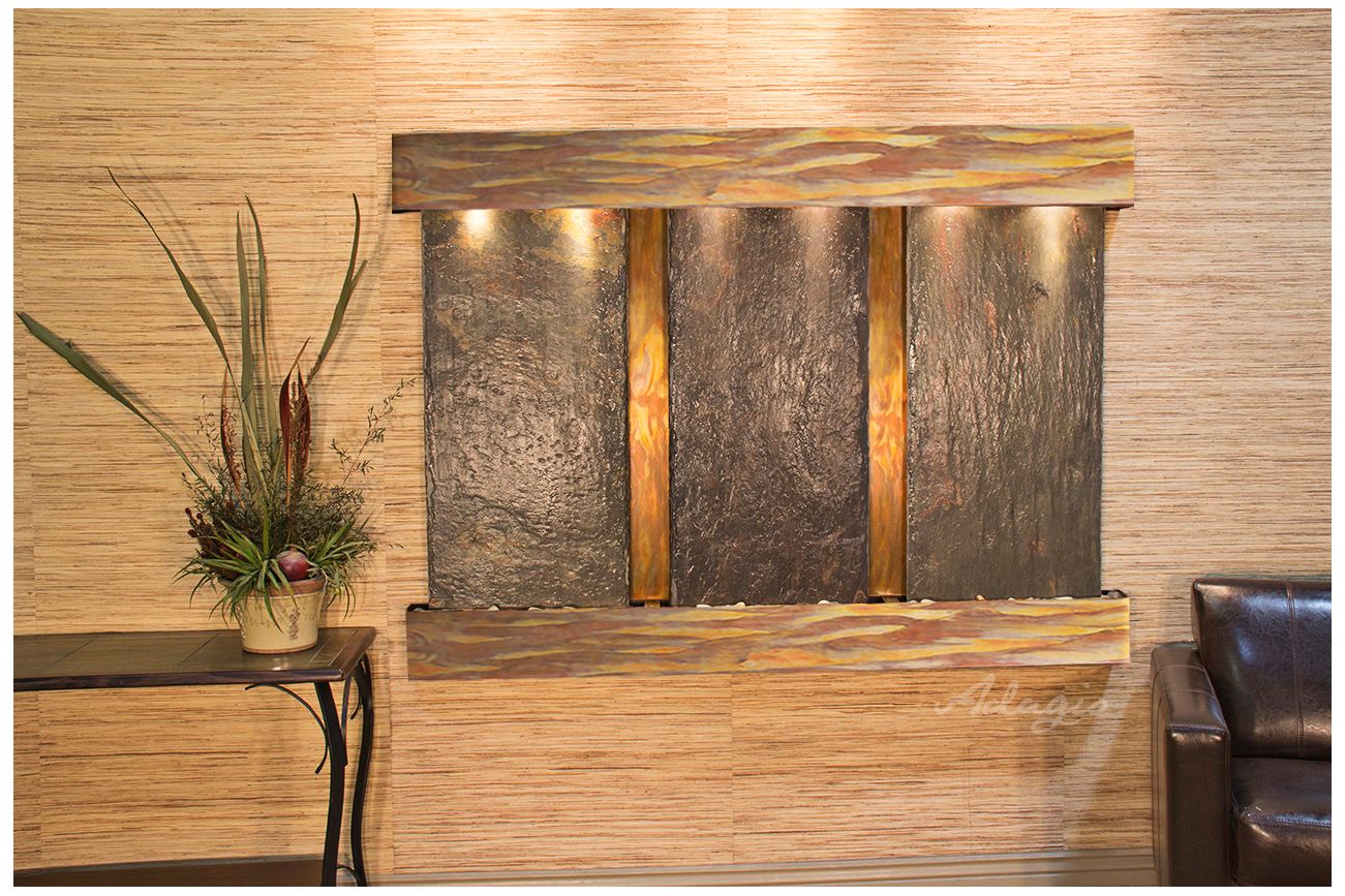 Olympus Falls 54"H Rustic Natural Slate Indoor Wall Fountain