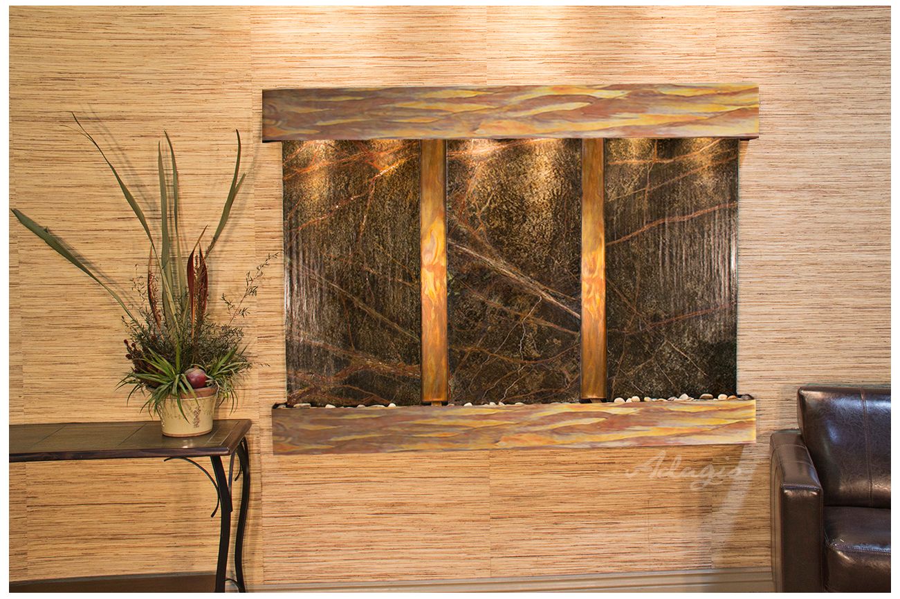 Olympus Falls 54"H Rustic Green Marble Indoor Wall Fountain