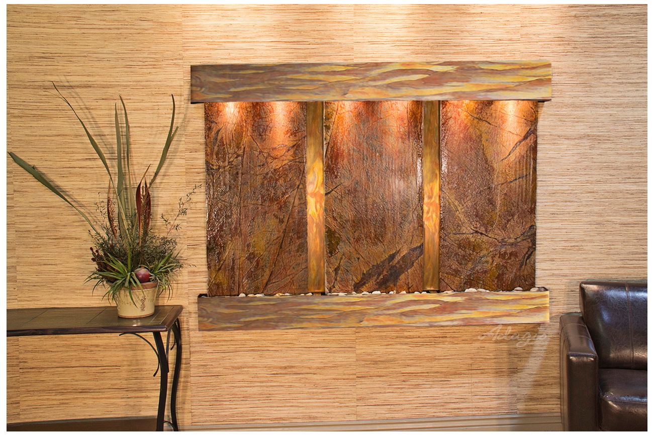 Olympus Falls 54"H Rustic Brown Marble Indoor Wall Fountain