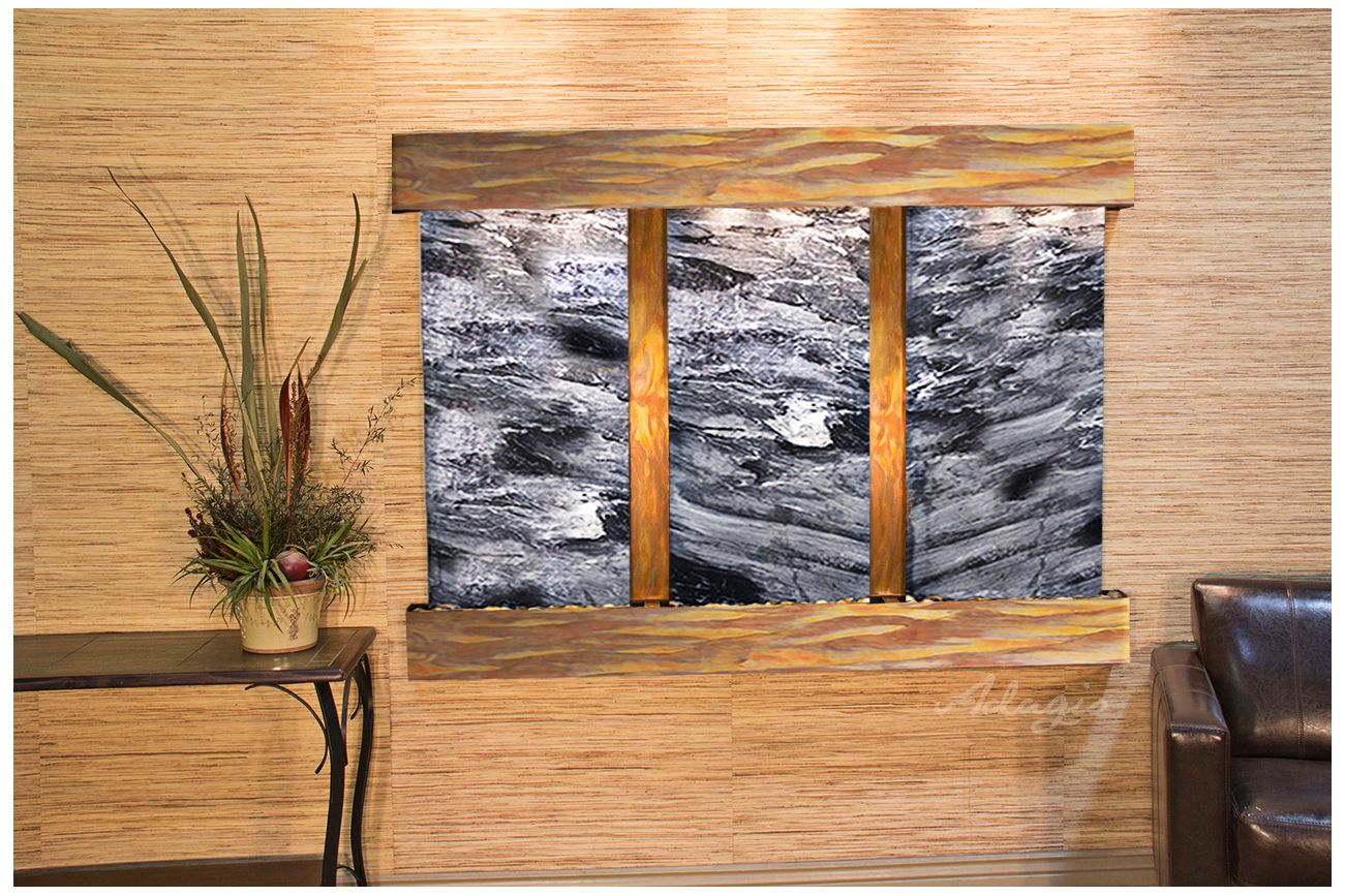 Olympus Falls 54"H Rustic Black Marble Indoor Wall Fountain