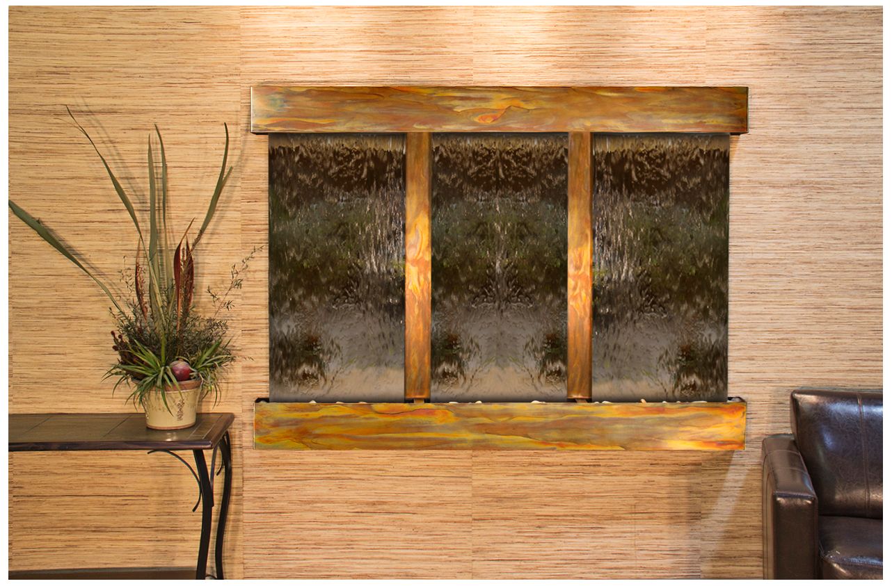 Olympus Falls 54"H Rustic Bronze Mirror Indoor Wall Fountain