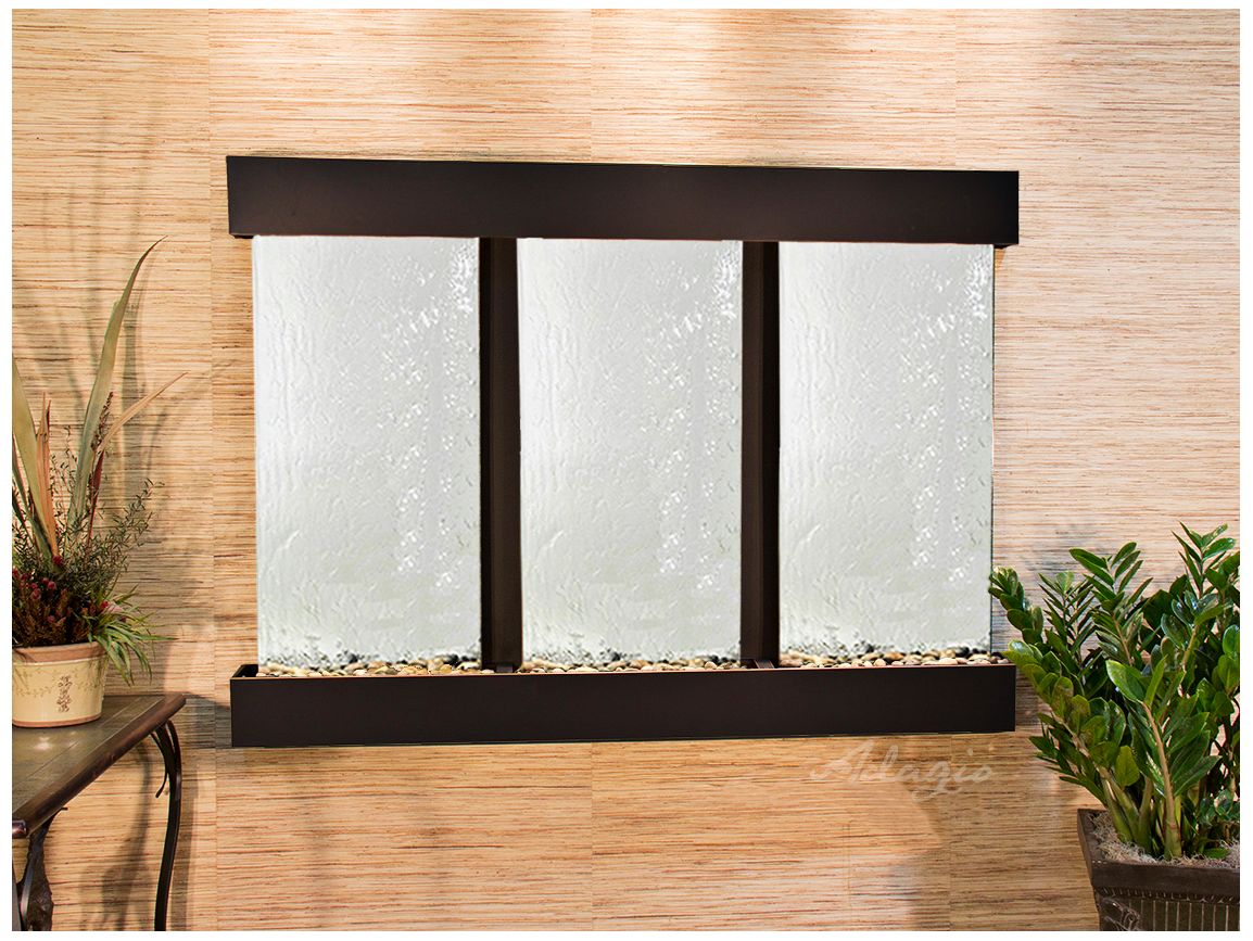 Olympus Falls 54"H Silver Mirror Indoor Copper Wall Fountain