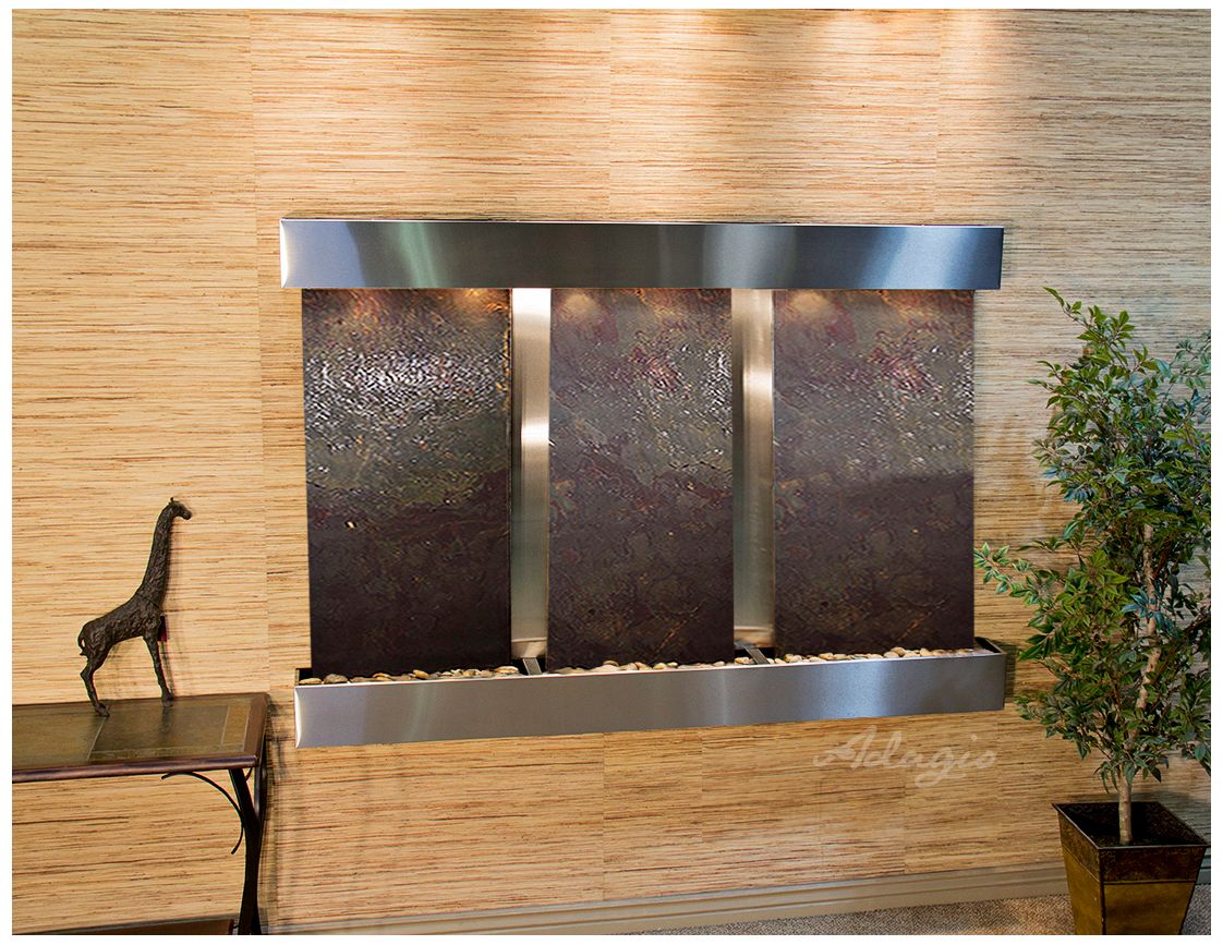 Olympus Falls 54"H Featherstone Indoor Steel Wall Fountain