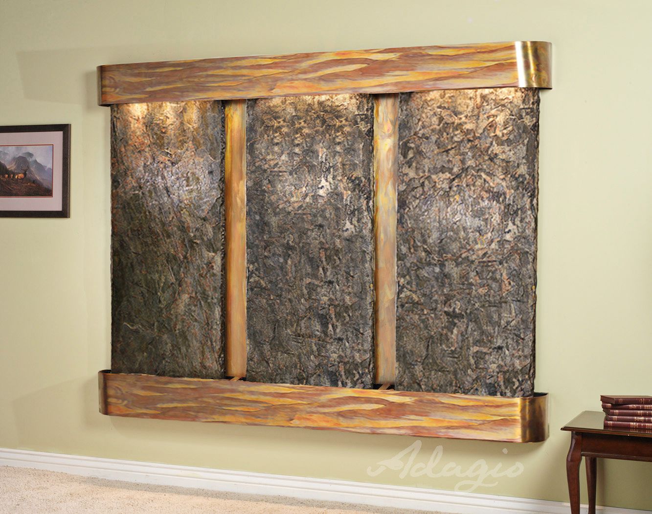 Deep Creek Falls 69"H Rustic Green Slate Fountain-Rnd Edges