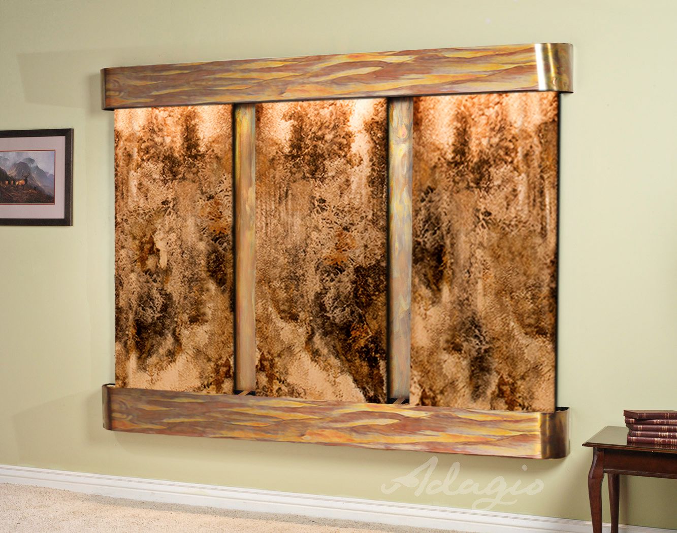 Deep Creek Falls 91" Wide Rustic Travertine Wall Fountain