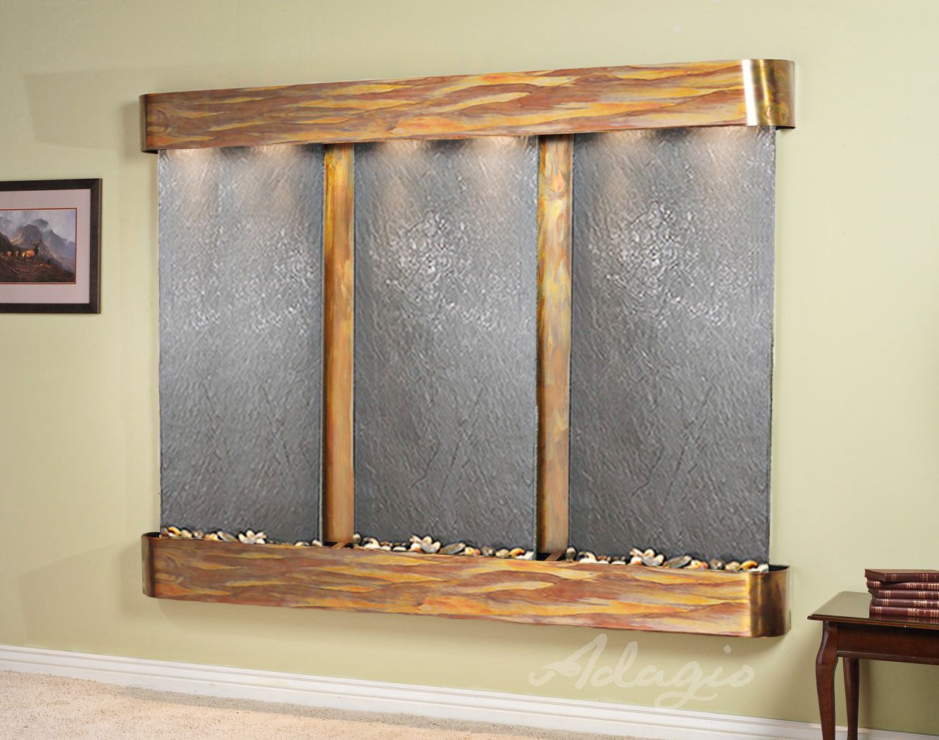 Deep Creek Falls 69"H Rustic Black Stone Fountain-Rnd Edges