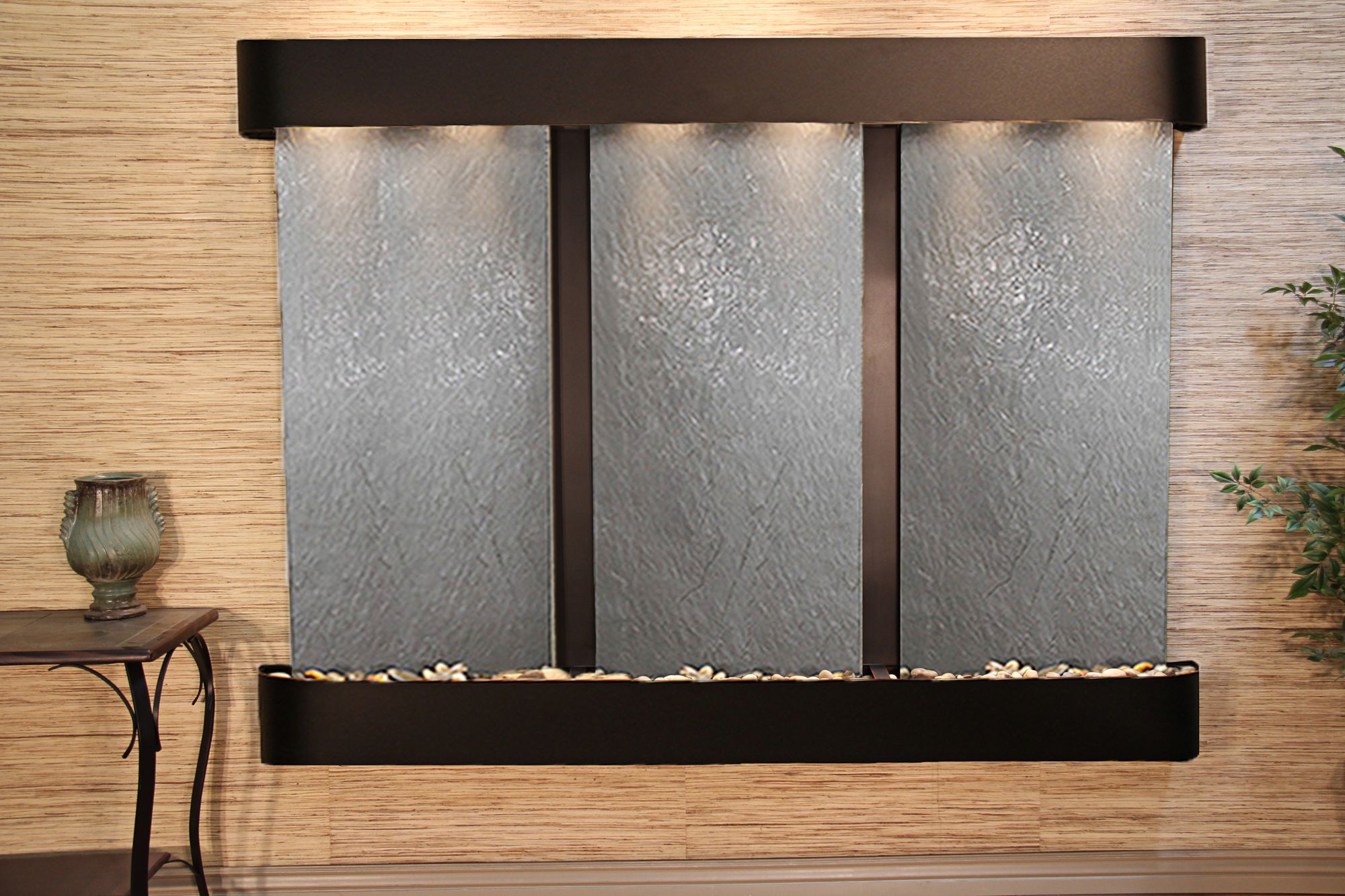 Deep Creek Falls 69"H Blkened Blk Stone Fountain-Rnd Edges