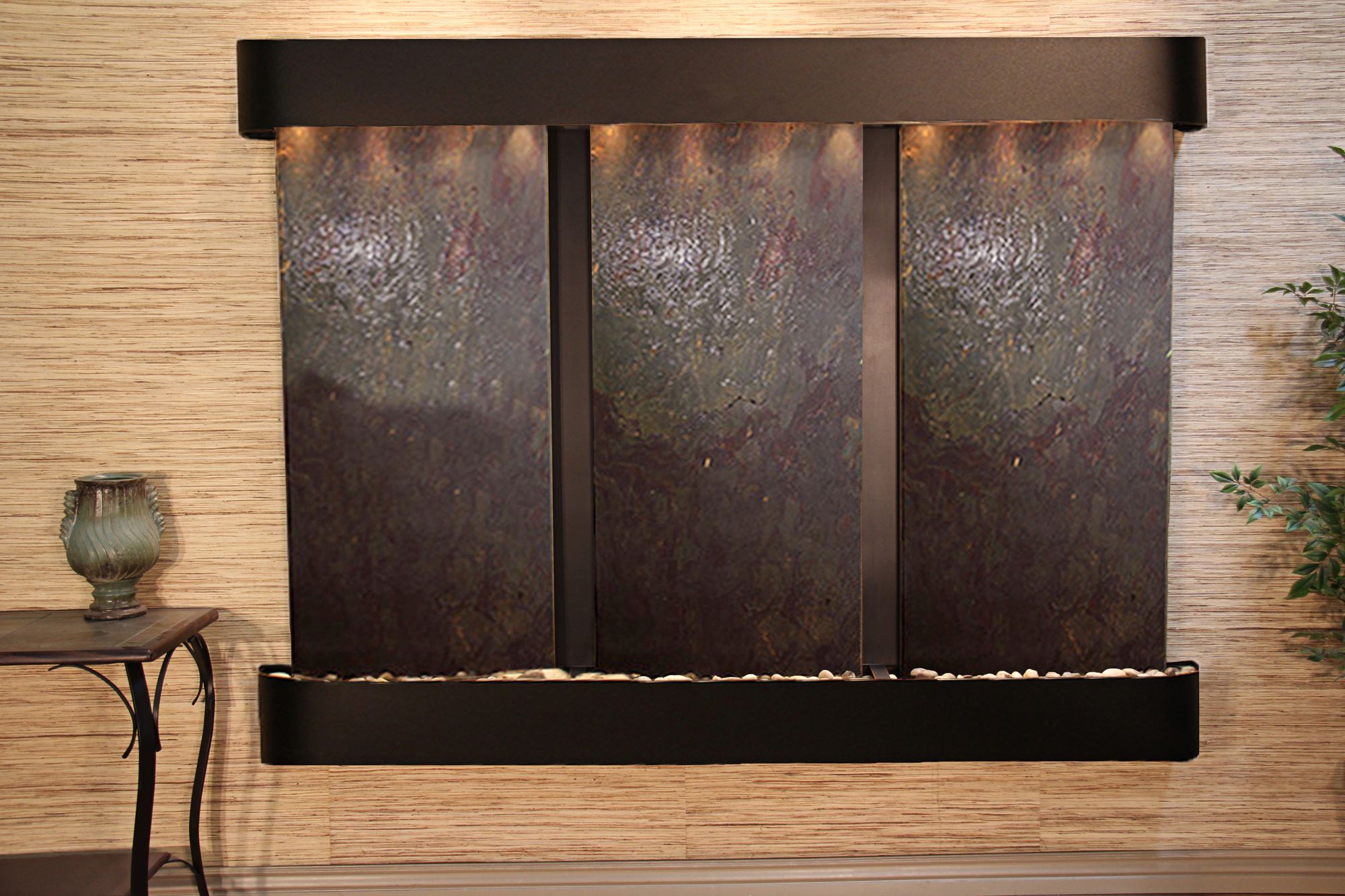 Deep Creek Falls 69"H Blackened Stone Fountain-Round Edges