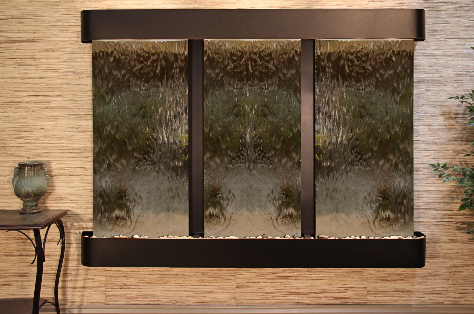 Deep Creek Falls 69" Black Bronze-Mirror Modern Fountain