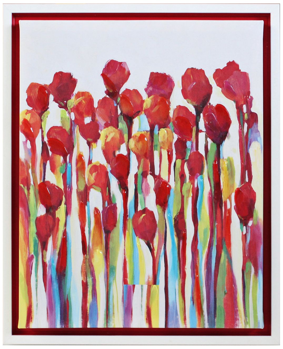 Red Delight Embellished 20" High Framed Canvas Wall Art