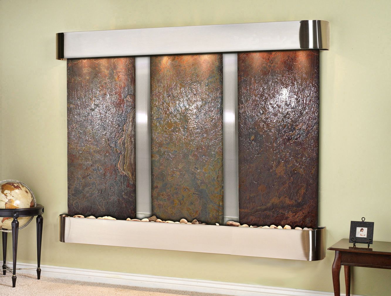 Deep Creek Falls 69"H Steel Slate Fountain w/ Round Edges